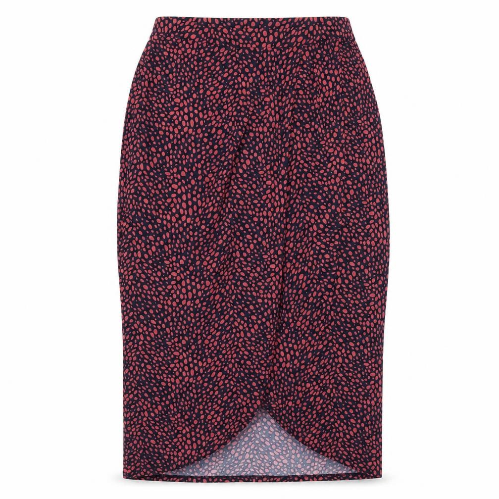 Front view of Oasis women’s multicoloured geometric polyester a-line skirt, size M