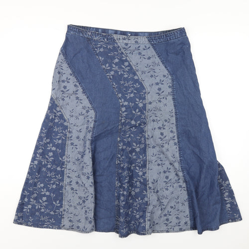 Marks and Spencer Womens Blue Lyocell A-Line Skirt Size 16 Zip