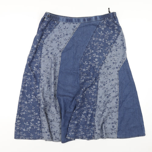 Marks and Spencer Womens Blue Lyocell A-Line Skirt Size 16 Zip