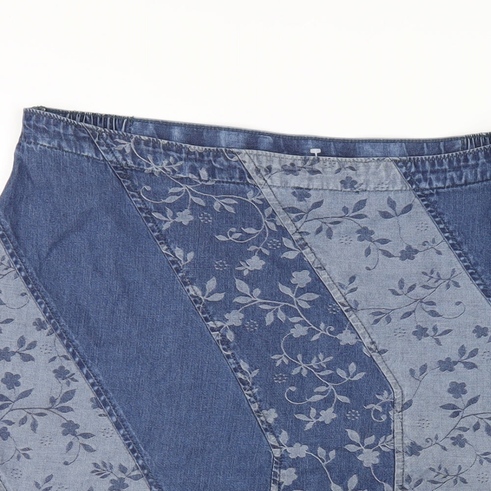 Marks and Spencer Womens Blue Lyocell A-Line Skirt Size 16 Zip