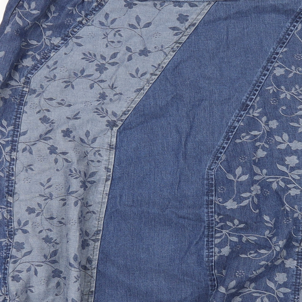 Marks and Spencer Womens Blue Lyocell A-Line Skirt Size 16 Zip