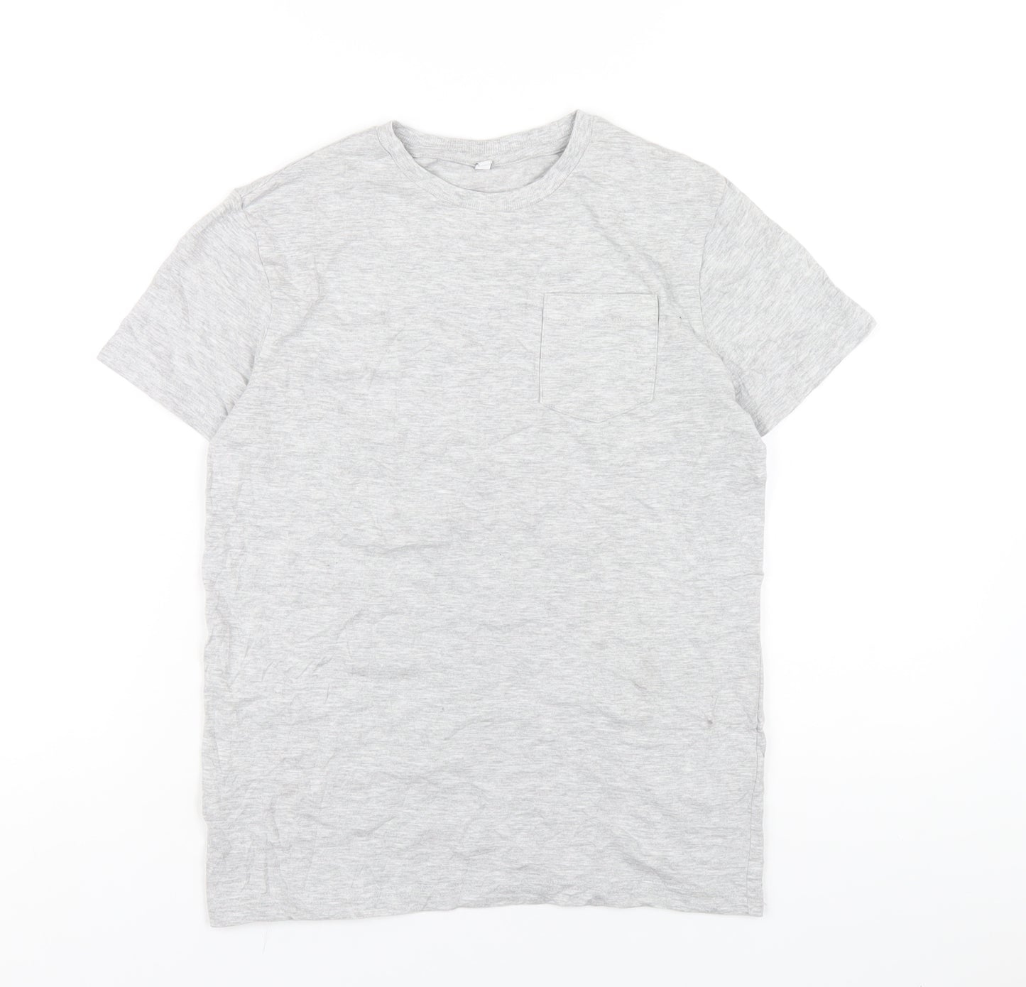 Marks and Spencer Boys Grey Cotton Basic T-Shirt Size 10-11 Years Round Neck Pullover