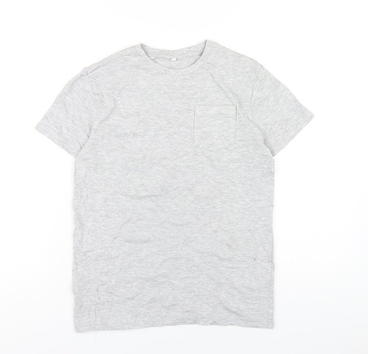 Marks and Spencer Boys Grey Cotton Basic T-Shirt Size 10-11 Years Round Neck Pullover