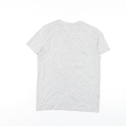 Marks and Spencer Boys Grey Cotton Basic T-Shirt Size 10-11 Years Round Neck Pullover