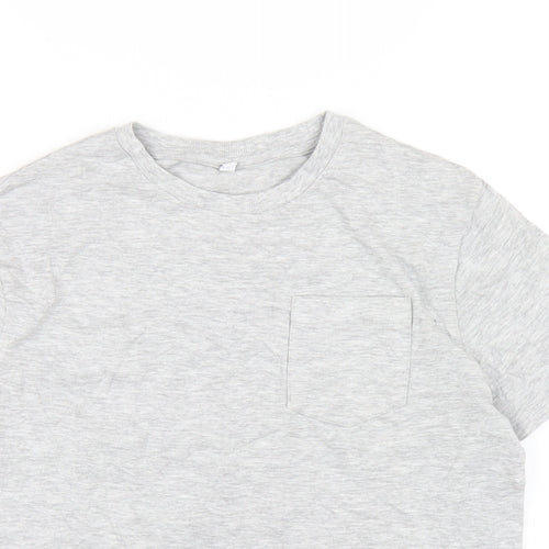 Marks and Spencer Boys Grey Cotton Basic T-Shirt Size 10-11 Years Round Neck Pullover