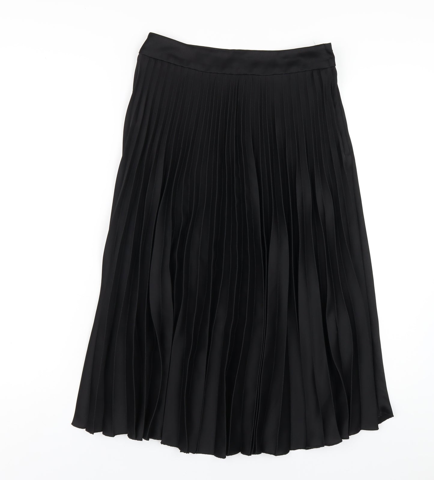 H&M Womens Black Polyester Pleated Skirt Size 8 Zip