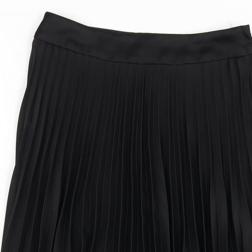 H&M Womens Black Polyester Pleated Skirt Size 8 Zip
