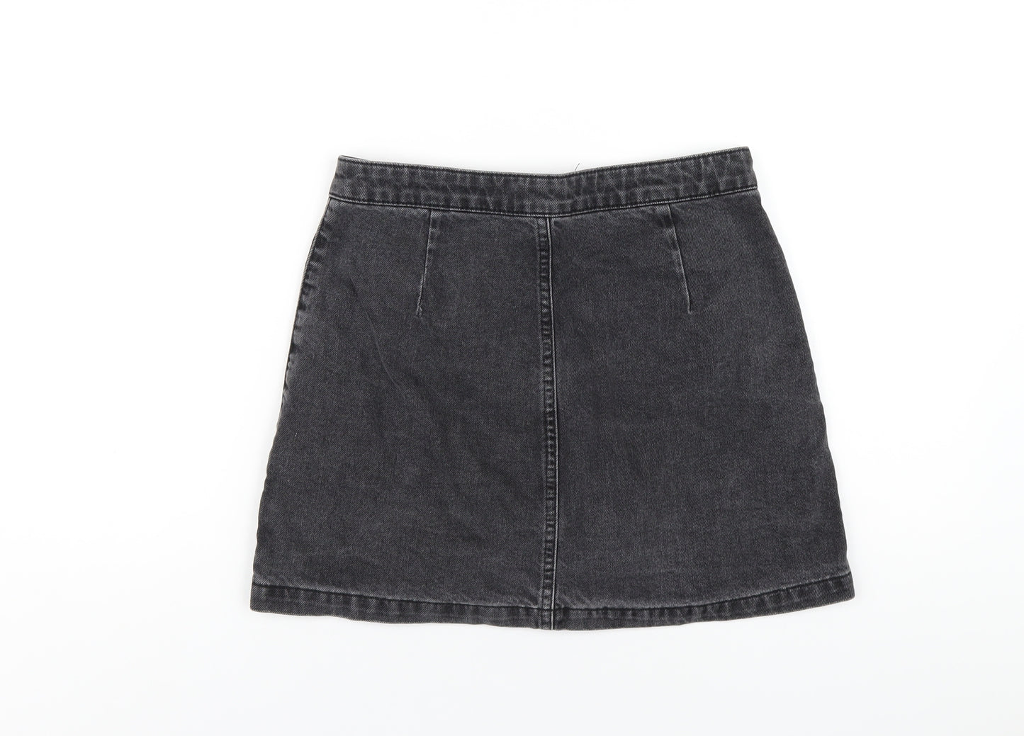 Topshop Womens Grey Cotton A-Line Skirt Size 10 Button