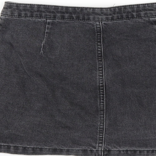Topshop Womens Grey Cotton A-Line Skirt Size 10 Button
