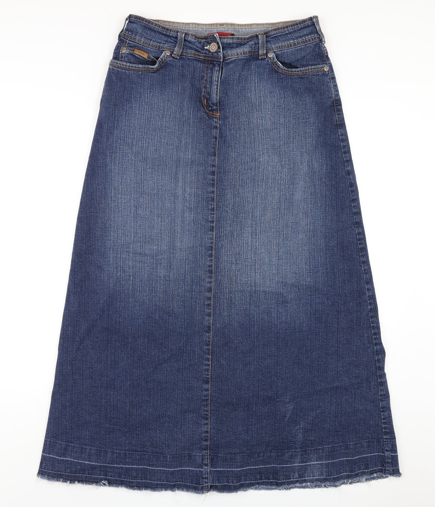 NEXT Womens Blue Cotton A-Line Skirt Size 10 Zip