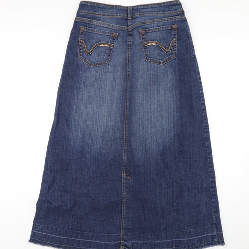 NEXT Womens Blue Cotton A-Line Skirt Size 10 Zip