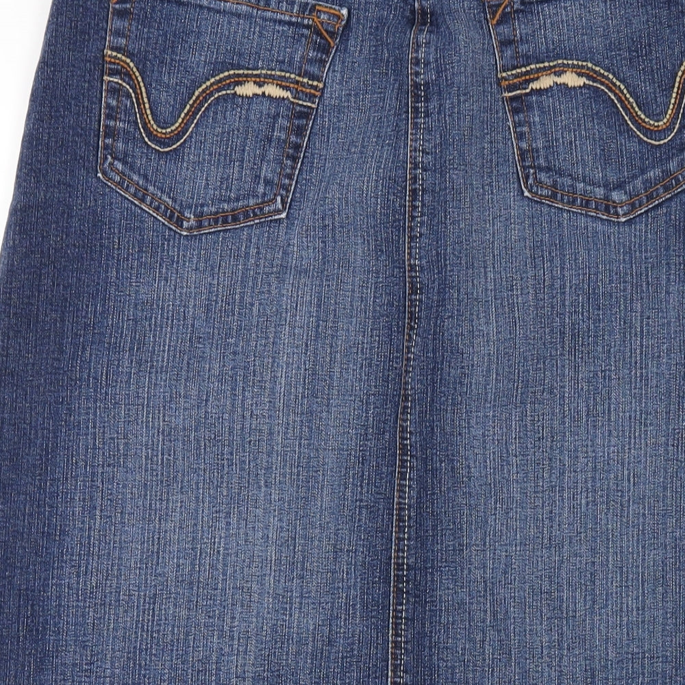 NEXT Womens Blue Cotton A-Line Skirt Size 10 Zip