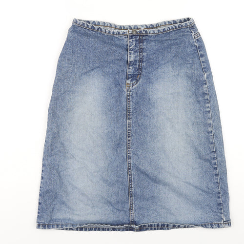 Only Womens Blue Cotton A-Line Skirt Size 8 Zip