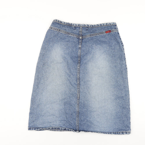 Only Womens Blue Cotton A-Line Skirt Size 8 Zip