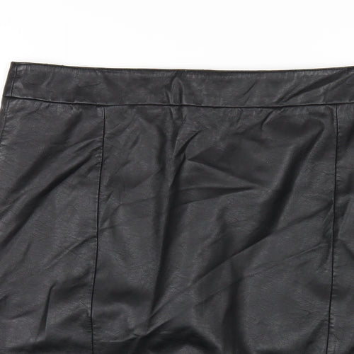 Pepperberry Womens Black Polyurethane Straight & Pencil Skirt Size 14 Zip - Leather Look