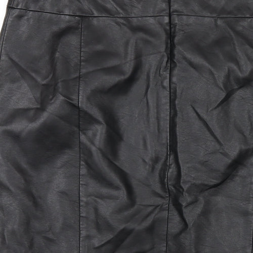 Pepperberry Womens Black Polyurethane Straight & Pencil Skirt Size 14 Zip - Leather Look