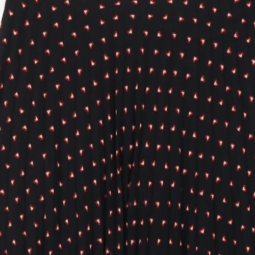Marks and Spencer Womens Black Geometric Polyester Pleated Skirt Size 12 Zip