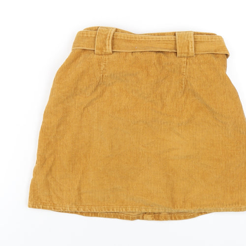 River Island Womens Beige Cotton A-Line Skirt Size 8 Zip