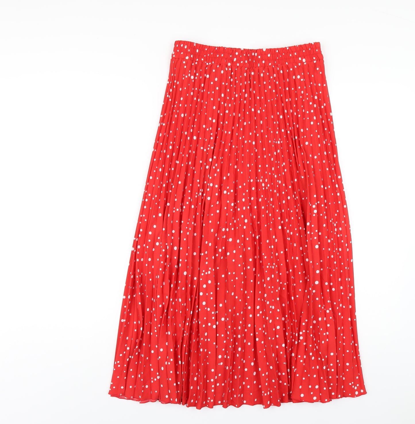 Gini London Womens Red Polka Dot Polyester Pleated Skirt Size 10