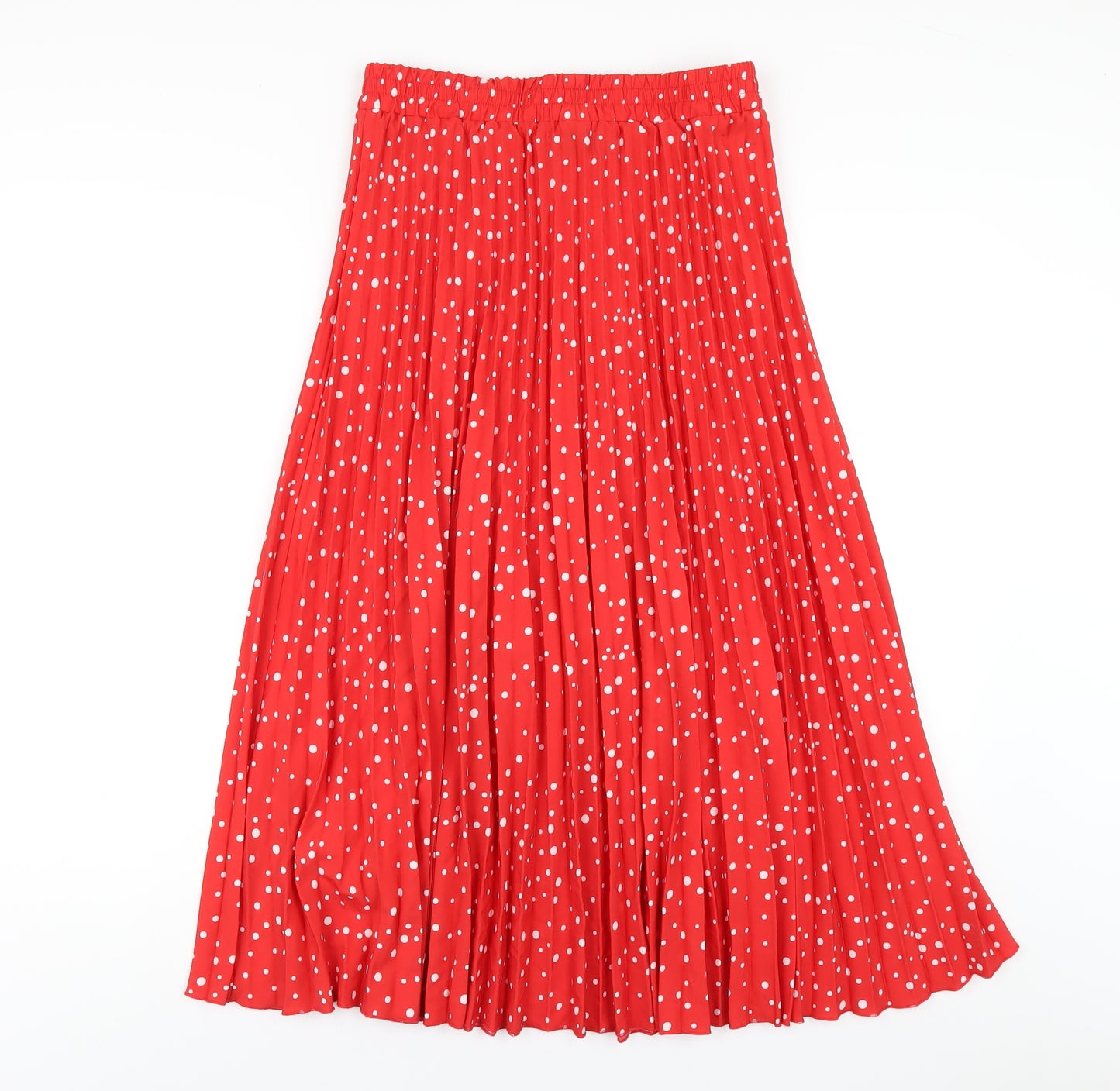 Gini London Womens Red Polka Dot Polyester Pleated Skirt Size 10