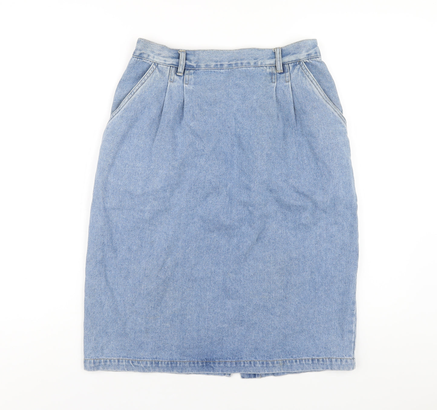Willow Ridge Womens Blue Cotton A-Line Skirt Size 12 Zip