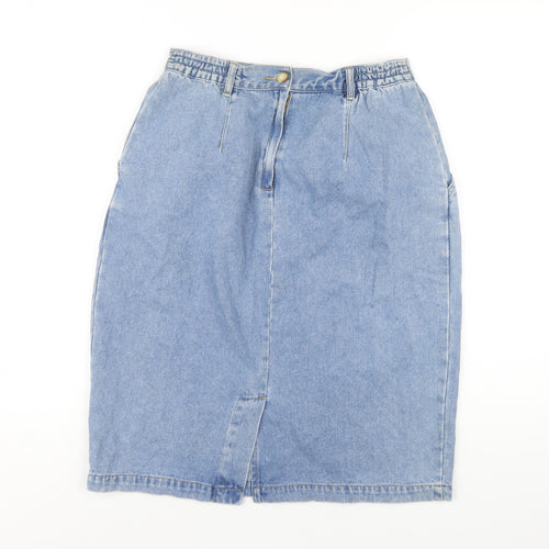 Willow Ridge Womens Blue Cotton A-Line Skirt Size 12 Zip