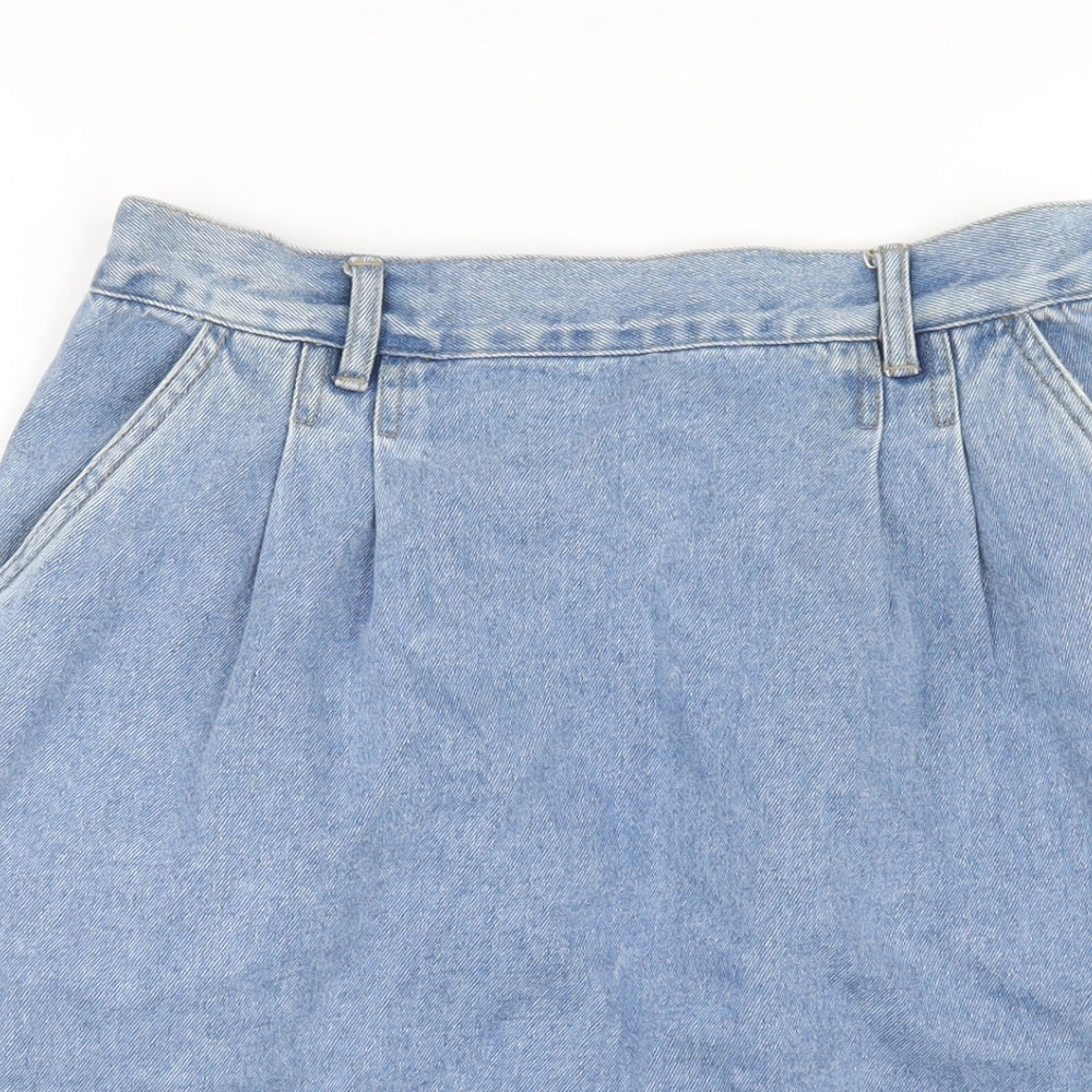 Willow Ridge Womens Blue Cotton A-Line Skirt Size 12 Zip
