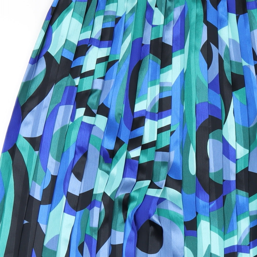 LUCIA Womens Multicoloured Geometric Polyester Pleated Skirt Size 18