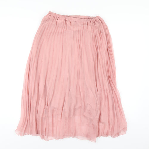 H&M Womens Pink Polyester Pleated Skirt Size 12