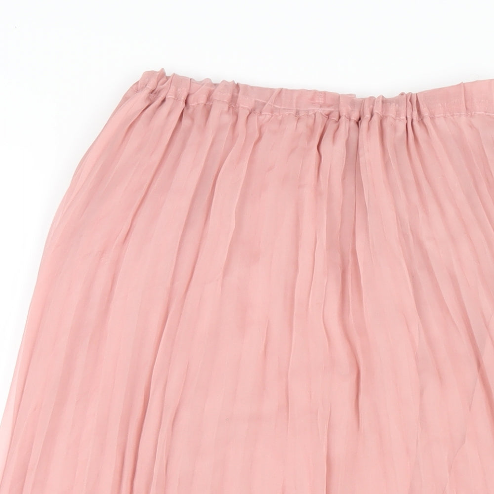 H&M Womens Pink Polyester Pleated Skirt Size 12