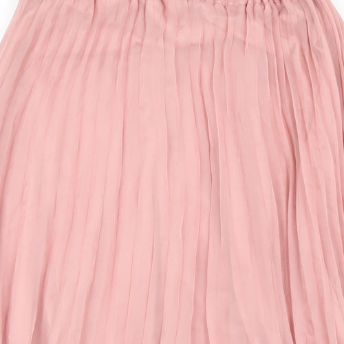 H&M Womens Pink Polyester Pleated Skirt Size 12