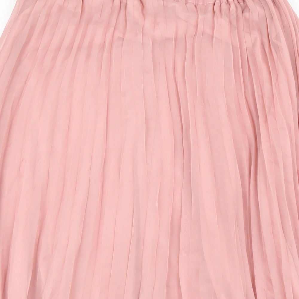 H&M Womens Pink Polyester Pleated Skirt Size 12
