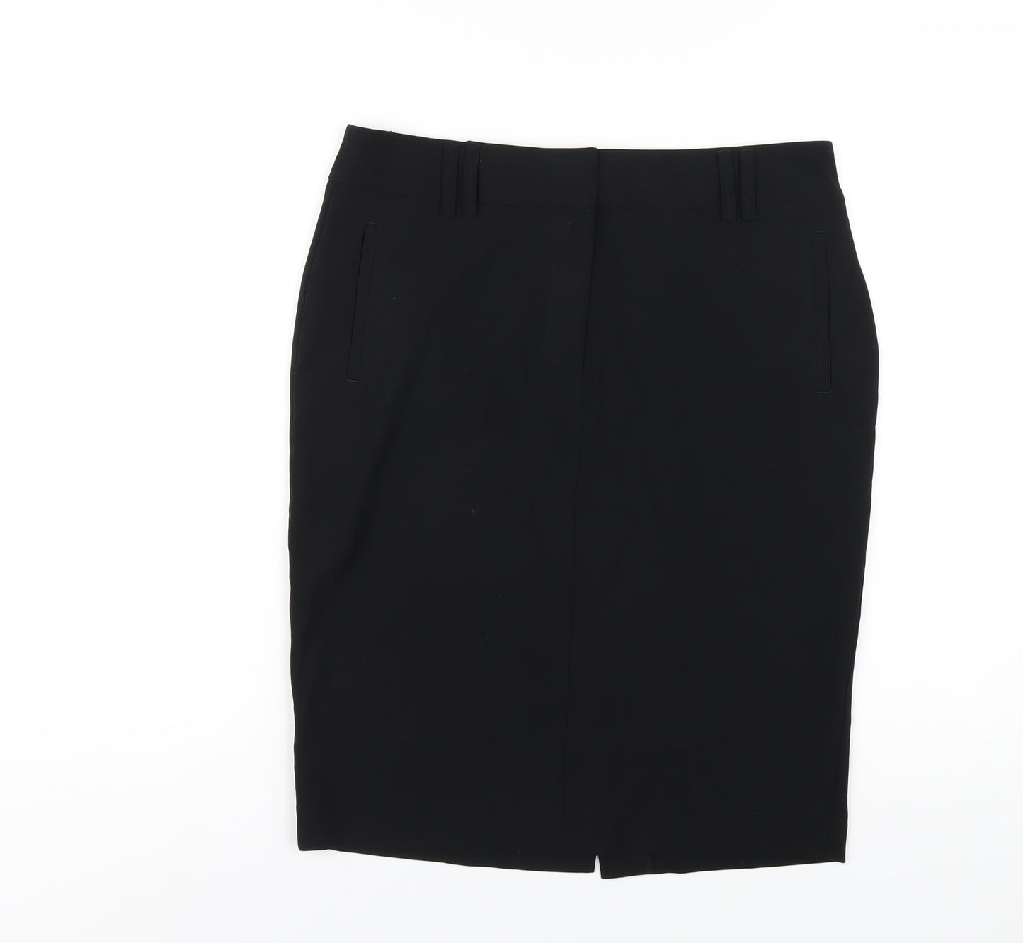 Marks and Spencer Womens Black Polyester Straight & Pencil Skirt Size 12 Zip