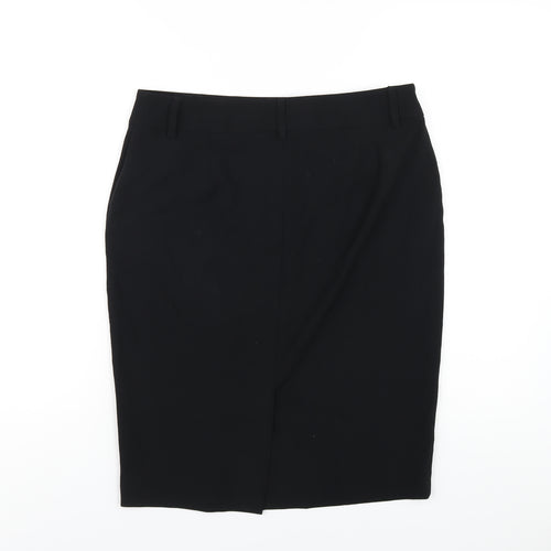 Marks and Spencer Womens Black Polyester Straight & Pencil Skirt Size 12 Zip