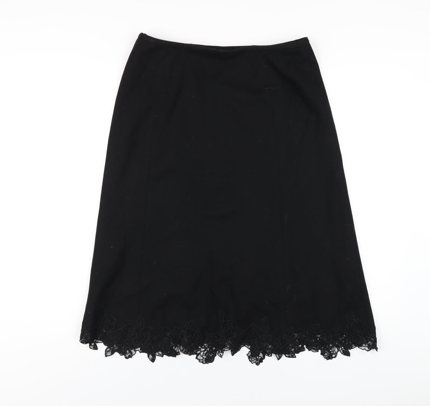 NEXT Womens Black Wool A-Line Skirt Size 12 Zip