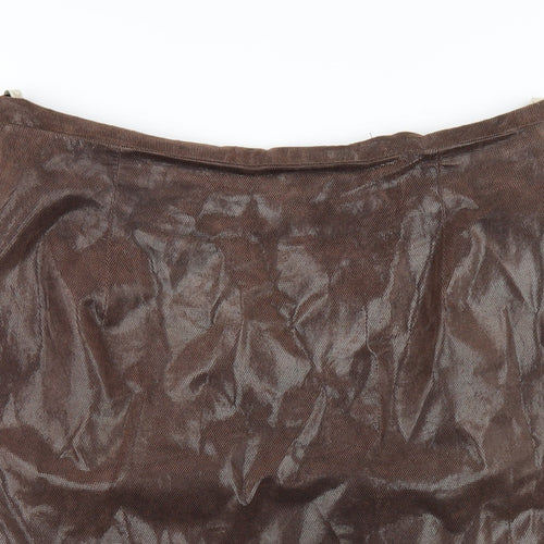 Jaeger Womens Brown Leather Straight & Pencil Skirt Size 18 Zip