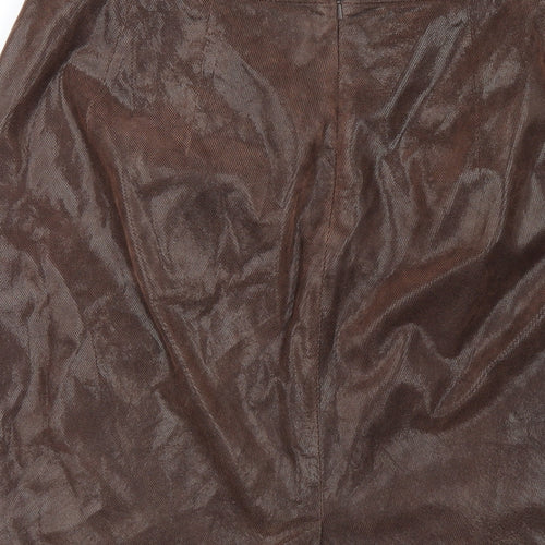 Jaeger Womens Brown Leather Straight & Pencil Skirt Size 18 Zip
