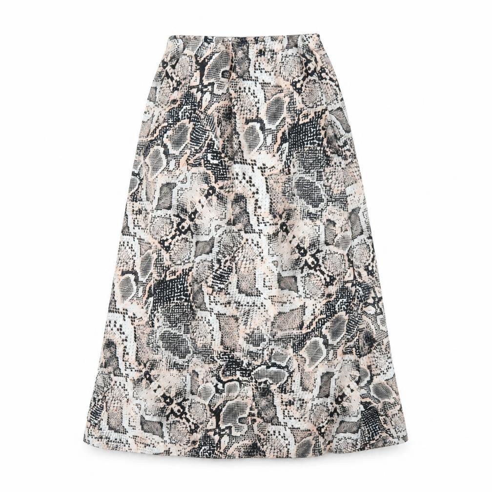 New Look Womens Multicoloured Animal Print Polyester A-Line Skirt Size 8 - Snake Print