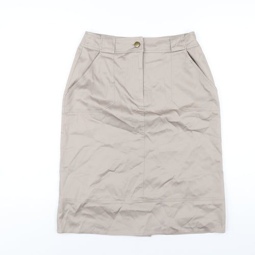 DASH Womens Beige Cotton Straight & Pencil Skirt Size 10 Zip