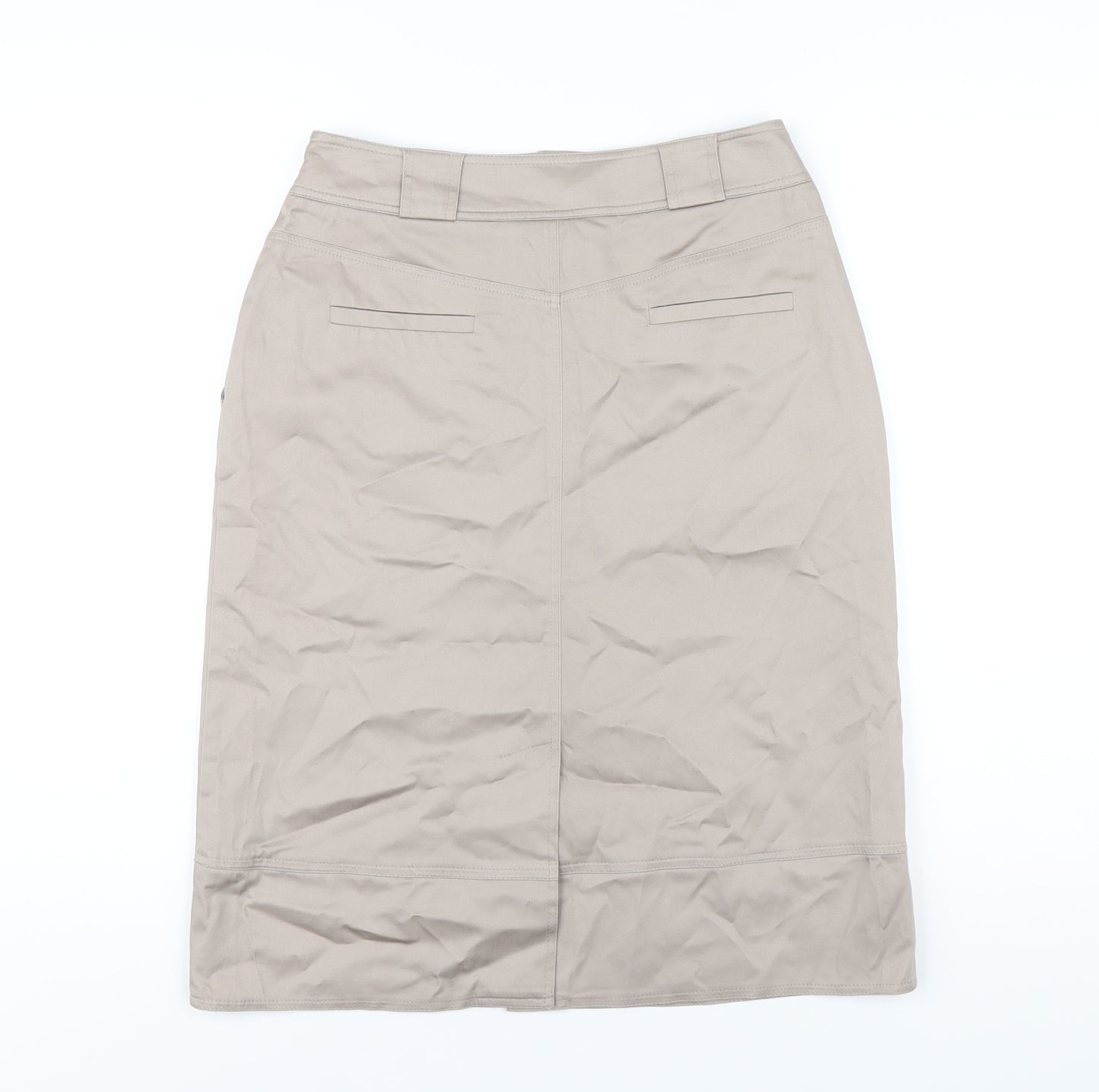 DASH Womens Beige Cotton Straight & Pencil Skirt Size 10 Zip