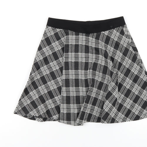 Topshop Womens Black Plaid Viscose A-Line Skirt Size 6