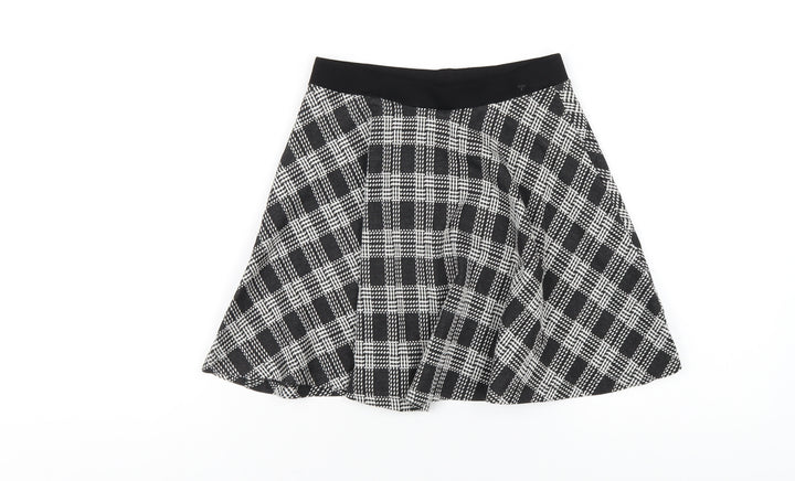 Topshop Womens Black Plaid Viscose A-Line Skirt Size 6