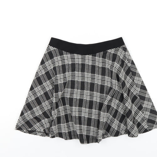Topshop Womens Black Plaid Viscose A-Line Skirt Size 6