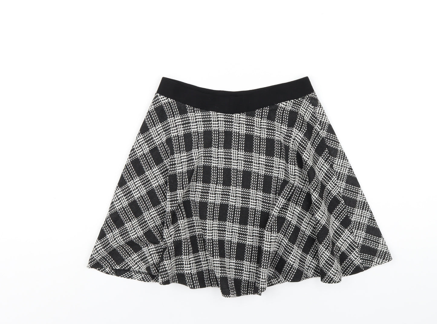 Topshop Womens Black Plaid Viscose A-Line Skirt Size 6