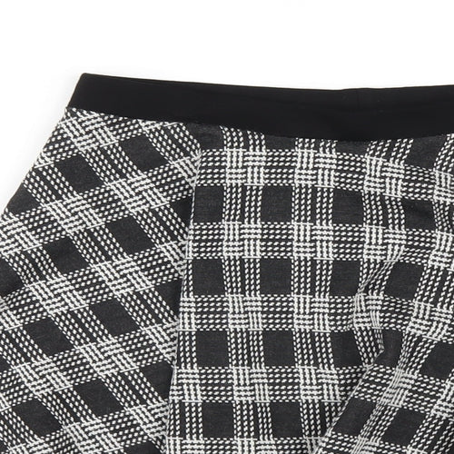 Topshop Womens Black Plaid Viscose A-Line Skirt Size 6
