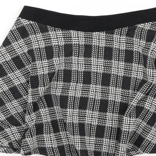 Topshop Womens Black Plaid Viscose A-Line Skirt Size 6