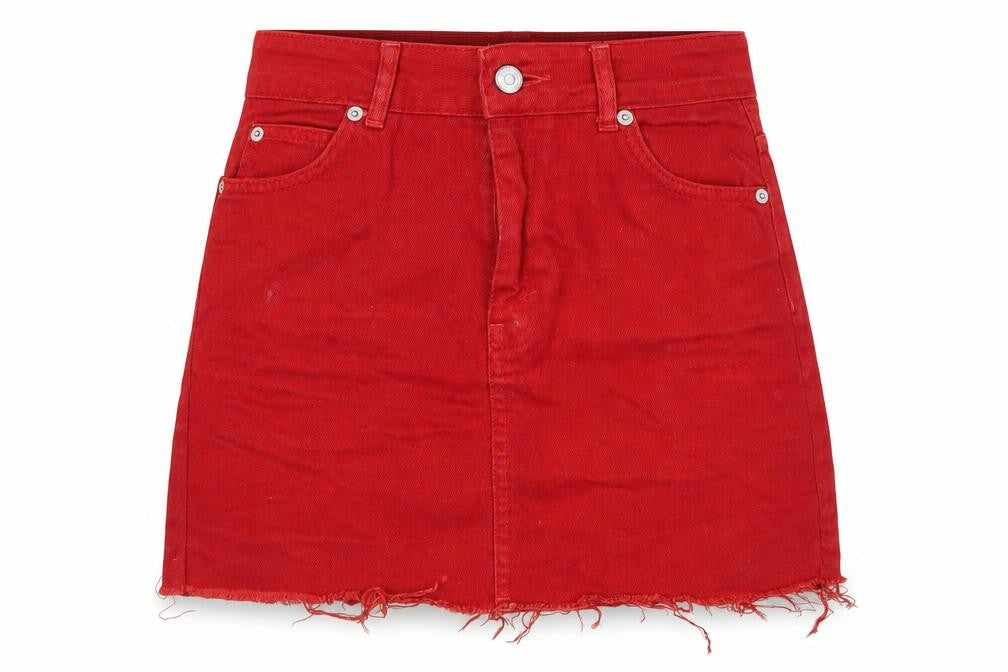 Topshop Womens Red Cotton A-Line Skirt Size 6 Zip