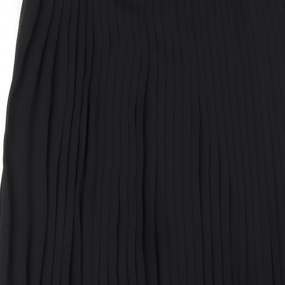 Roman Womens Black Polyester Pleated Skirt Size 14