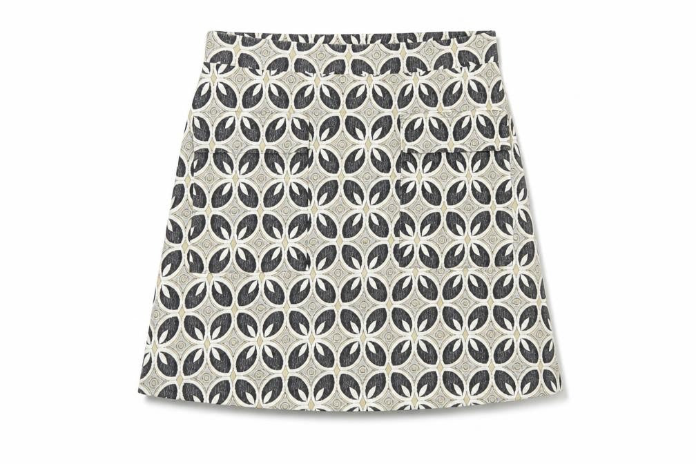 Front view of Next women’s multicoloured geometric polyester a-line skirt, size UK 10