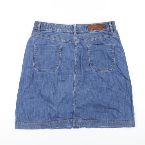 Gerard Darel Womens Blue Cotton A-Line Skirt Size 12 Button